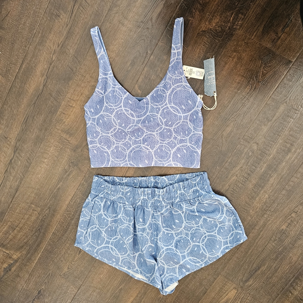 Aerie Smiley World Longline Top And Shorts Set